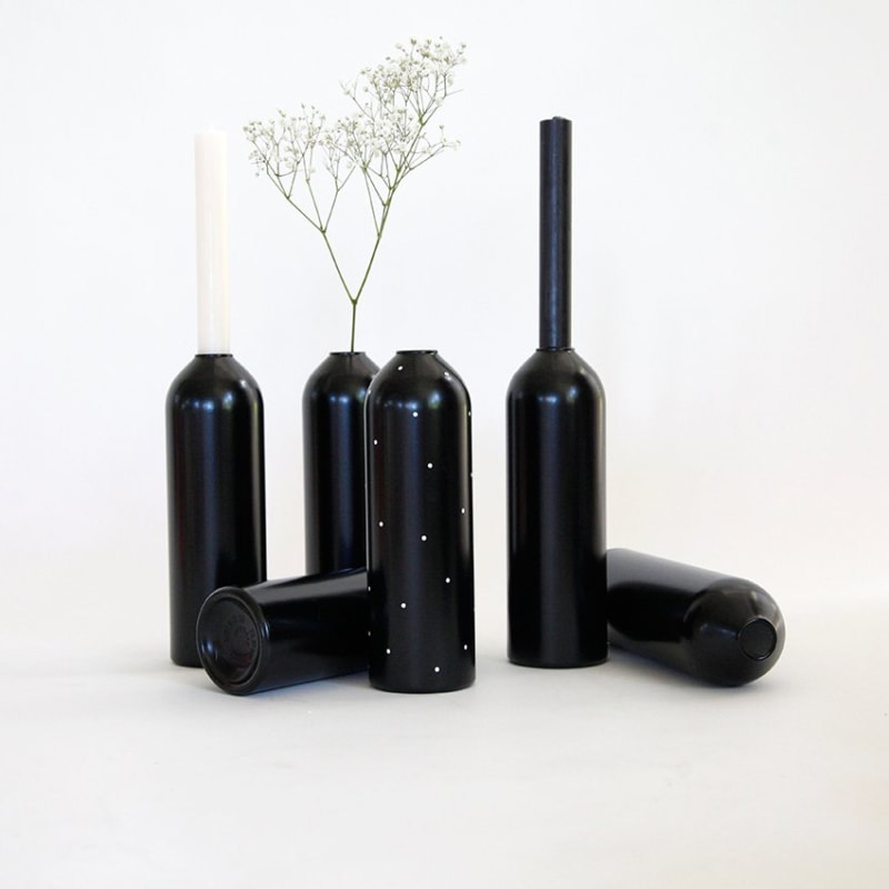01 kerzenhalter vase aluminium schwarz werkvoll
