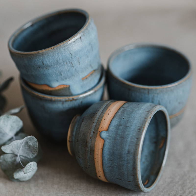 10 drinking vessel 1 keramik ton blau handgefertigt brsg
